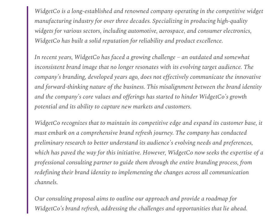 Had some fun rewriting the first page of this proposal from something tedious to far more engaging. 

This was the tedious version. If your proposals sound anything like that, I recommend clicking the top link in my bio for the revised version!