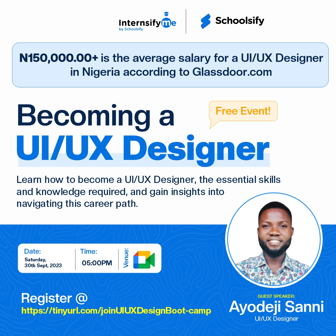 Join us this coming Saturday to explore Career Tips and Path to becoming  a UI/UX Designer, secure your spot via :  internsifyme.com/ui-ux-design-c…

#uiuxdesign #uiuxdesigner