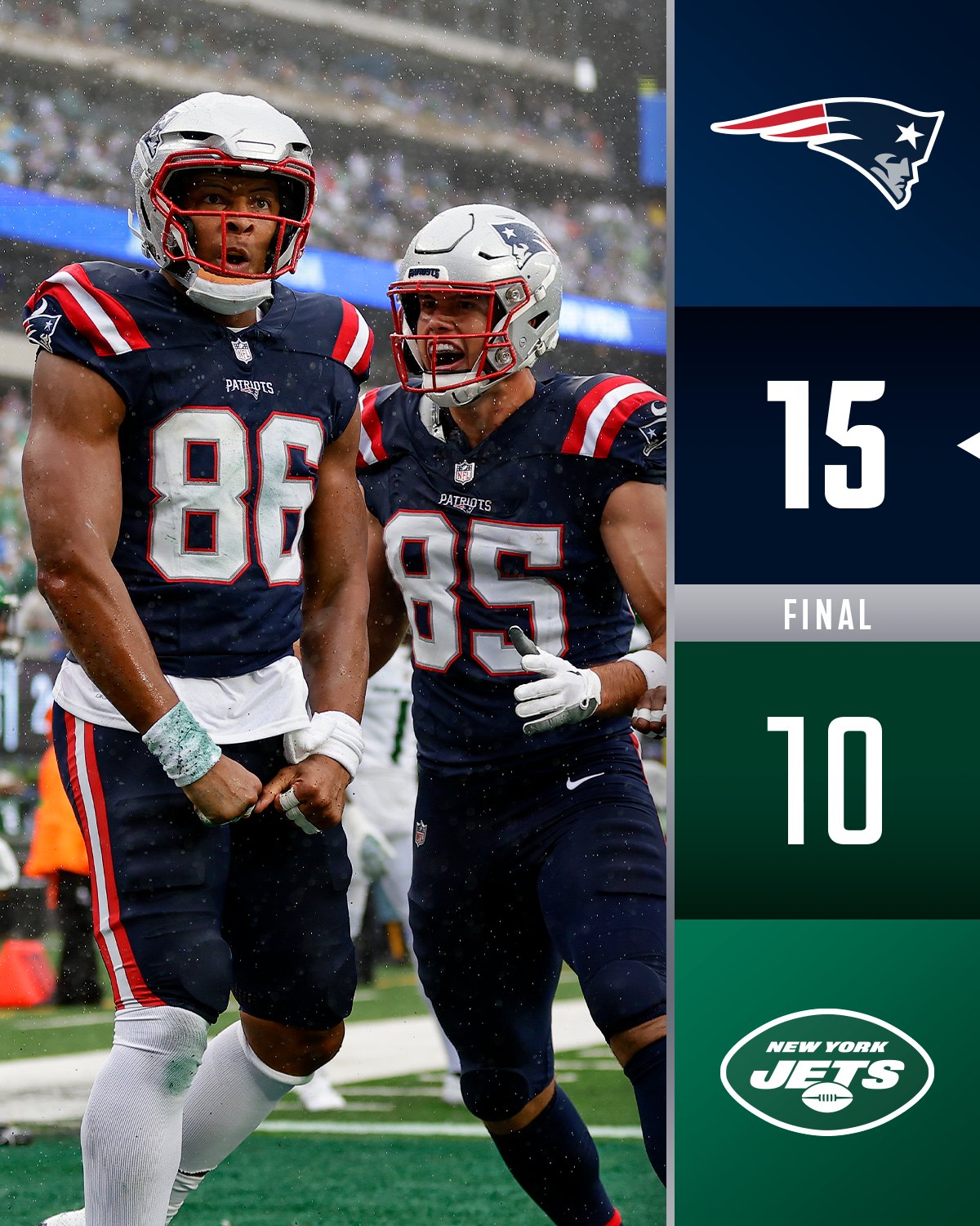 NFL on X: 'FINAL: @Patriots come out on top in a nail-biting finish.  #NEvsNYJ  / X