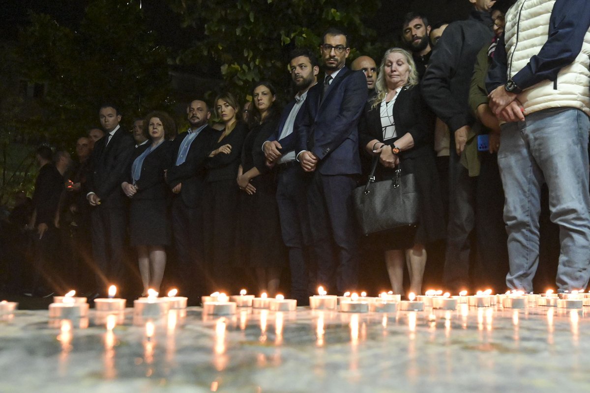 MFAKOSOVO's tweet photo. Tonight, we honored @Kosovo_Police Sergeant Afrim Bunjaku, who was killed in the line of duty during a terrorist attack carried out by Serbia's criminal groups in the northern municipality of Zveçan in Kosova. https://t.co/2sduSQwm1x