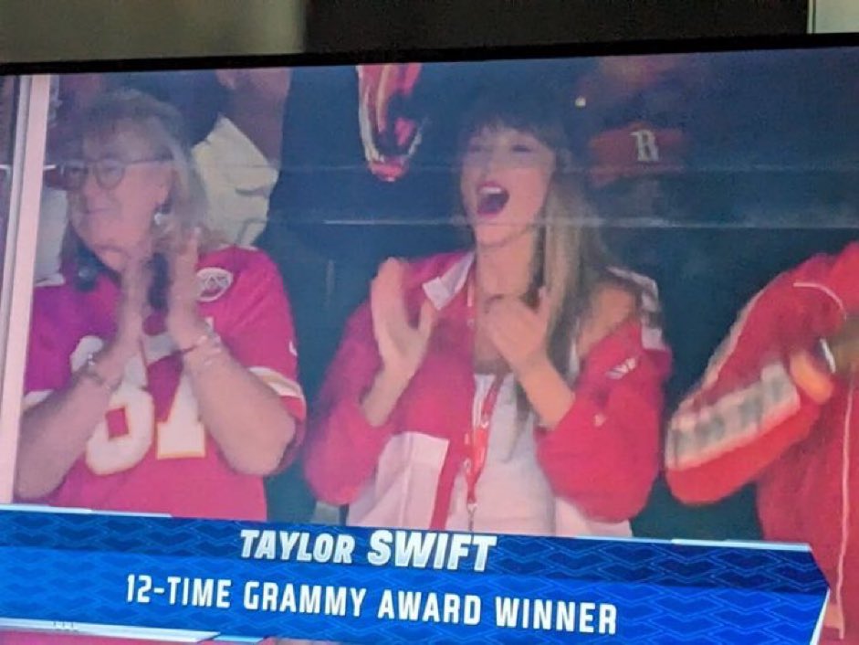 Taylor is at Arrowhead Stadium in Travis Kelce’s suit for Chiefs vs Bears game today!