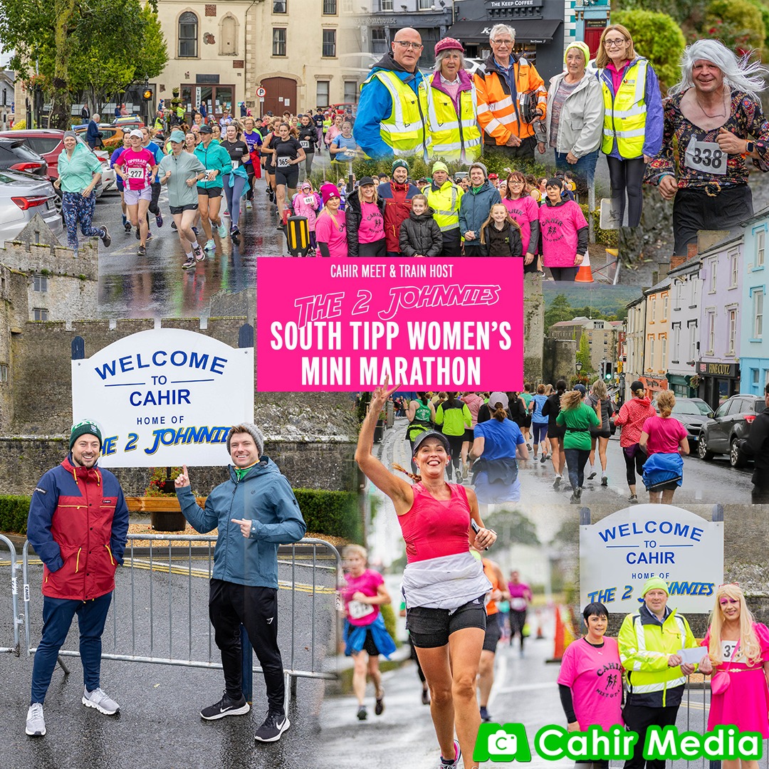 Despite adverse weather, hundreds joined @the2johnnies Mini Marathon in Cahir! Pink flooded the streets as Dymphna Ryan led with a 28:09 finish! Results: premiertimingsystems.ie/2023-Race-Resu… Pics: shop.cahirmedia.com/p441494299 @LilBlueHeroes