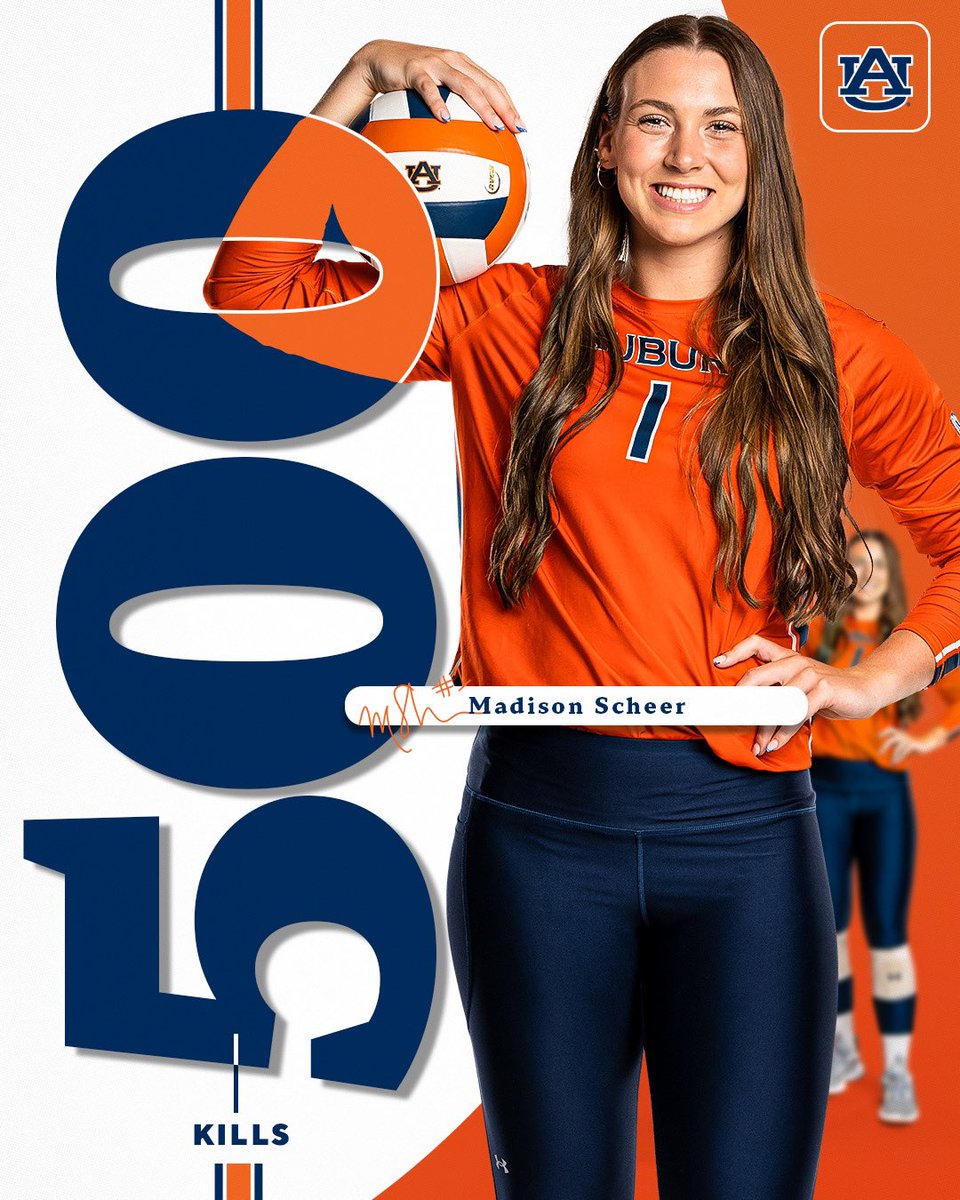 AuburnVB's tweet photo. That’s 500 for Maddie Scheer!! 

#WarEagle x @AuburnTigers https://t.co/He8noh1WI7