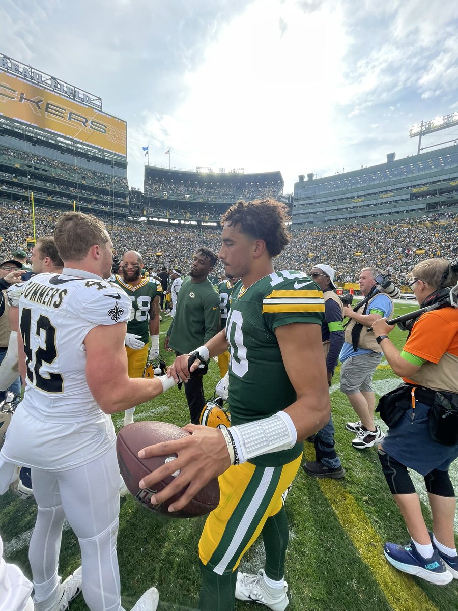 KyleMalzhan's tweet photo. The #Packers just beat the undefeated Saints without their: 

• RB1
• WR1
• All-Pro LT
• Pro Bowler LG
• All-Pro cornerback

Incredible victory. https://t.co/FDnQVx9dMD