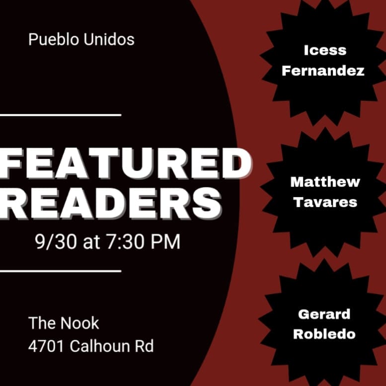 DefunktMag's tweet image. We're so stoked for this event coming up! We'll have lit orgs tabling, an open mic, a music act, and three fantastic featured readers!! Join us 9/30 at 7:30pm @nookcafehouston on Calhoun !!