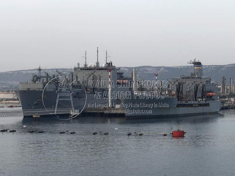 Shipguru's tweet photo. #LewisandClarkClass #LogisticsSupportShip #USNS #MEDGAR_EVERS #T_AKE13 and #Henry_J_Kaiserclass #replenishment #oil USNS #LARAMIE #T_AO203 #berthed at  #Augusta, #Sicily - 23.09.2023 - https://t.co/nfgboxc3g3 - NO PHOTOS can be used or manipulated without our permission https://t.co/uG1n3PDFGD