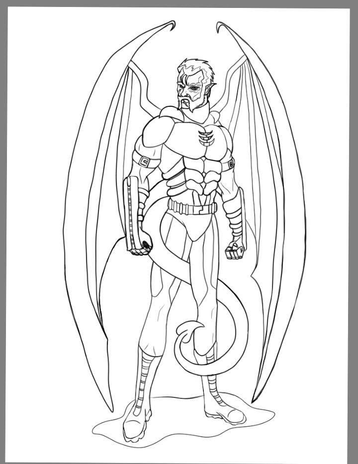 I've never shown Marcus with his tactical suit, wings and demon tail in full body, right? Hope this made justice.🥺🥺🥺 Slow process but is something.🥺🥺🥺🙏🙏🙏❤️🖤❤️🖤 #oc #WolfPrime666ocs #ocdesign #originalcharacter #characterdesign #demonoc