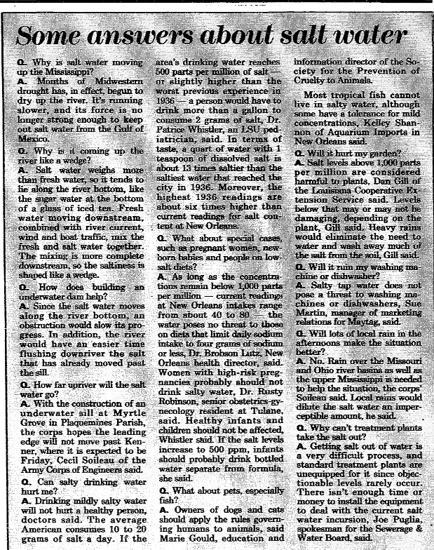 TheNolaChick's tweet photo. Speaking of the saltwater thing, this is from 1988, The Times-Picayune. I figured it would be helpful. https://t.co/sCGXB6VtIW