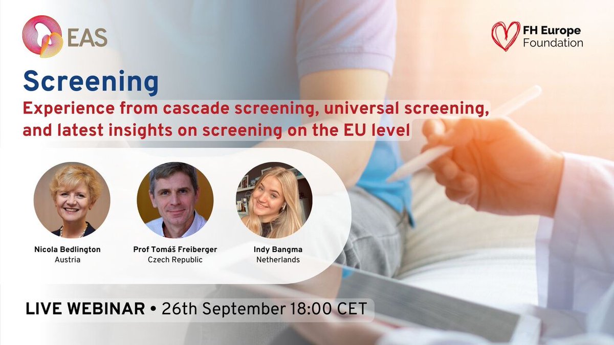 society_eas's tweet photo. Last call for our second webinar, where we'll explore FH Pediatric Screening in Europe, showcasing milestones and diverse approaches. Sign up before it's too late: https://t.co/q8WsGa4yWw. Make your afternoon count and see you at 18:00 CET! #FHWeek #FindFH #FHAware #FHAware2023 https://t.co/5QwS9ltpGP
