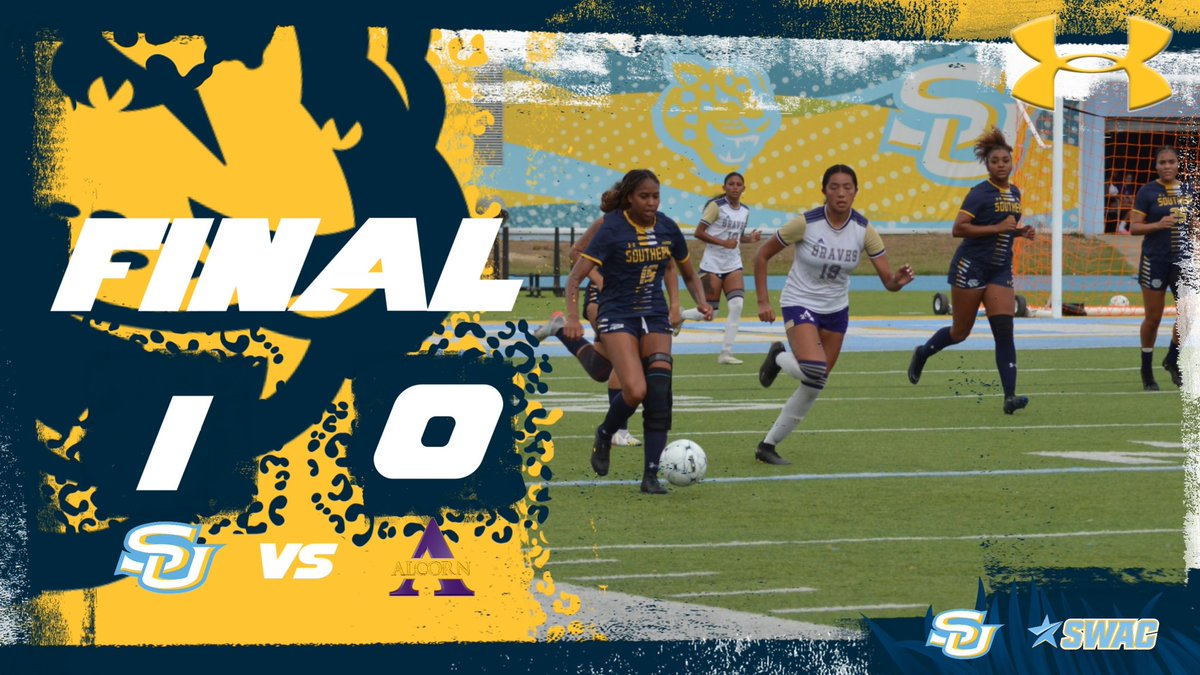SouthernUsports's tweet photo. Final from A.W. Mumford, the Jaguars move to 2-0 in SWAC play.

SU - 1
Alcorn State - 0

Jaguars will be back on action on Friday October 6 at 4:00pm as they travel to Alabama A&amp;M.

#GoJags | #SouthernIsTheStandard | #ProwlOn | #ElevateTheStandard https://t.co/ZSgJbyJ525