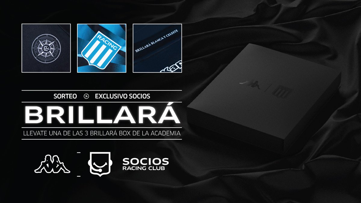 RacingSocios's tweet image. Ganate la nueva camiseta de la Academia 🩵🖤

🤝 Junto a @LocademiaRacing y @Kappa_Argentina sorteamos 3 #Brillará box para que vayas al Cilindro vestido de gala 🎩

✅ Sorteo exclusivo para socios y socias con cuota al día.
💳 Doble chance si estás adherido al débito automático.…