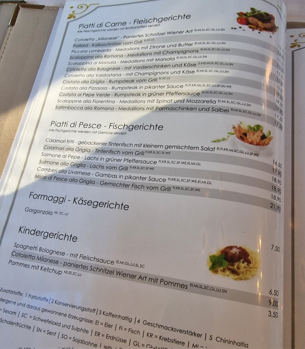 Powermove vom Italiener bei dem wir heute waren: 
Einen eigenen Abschnitt für Käsegerichte, mit genau einem Gericht! 
Ist auch ein Statement!