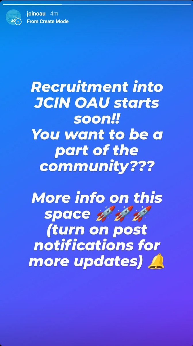 jcinoau's tweet photo. Keep tabs..
Turn on post notifications 🔔
More updates will be communicated soon
💙💙💙
#JCI
#JCINigeria
#JCINOAU
#JCI&You
#SEnD
#Revamp
#TransformativeLegacy
#BeTheStory
#ItStartsWithYou https://t.co/OUAWgdnmuN