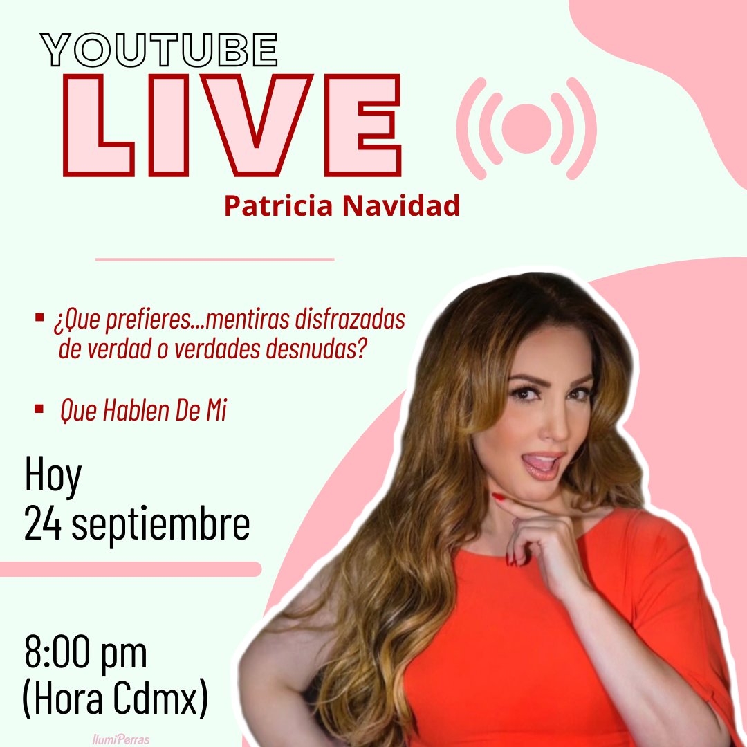 ilumiperras's tweet photo. ¡Es Hoy! 🥳 Inauguración del Canal de #PatriciaNavidad por YouTube - 8pm Hora Mx ( Suscribanse y activen la campanita 🔔) 

⬇⬇⬇⬇
https://t.co/q3G9UjIpXC https://t.co/xVYd03szsE