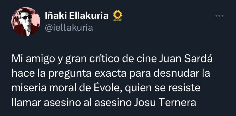 jordievole's tweet photo. Miseria moral la tuya @iellakuria
Te subas al carro del insulto, cuando ni el que hizo la pregunta ha titulado por ahí. Conoce bien mis aclaraciones.
Vas a la brocha gorda. Espero que te sirva para hacer puntos en ElMundo. Por si no la has visto, te dejo aquí una de sus portadas. https://t.co/Gq2ZLCCdrU