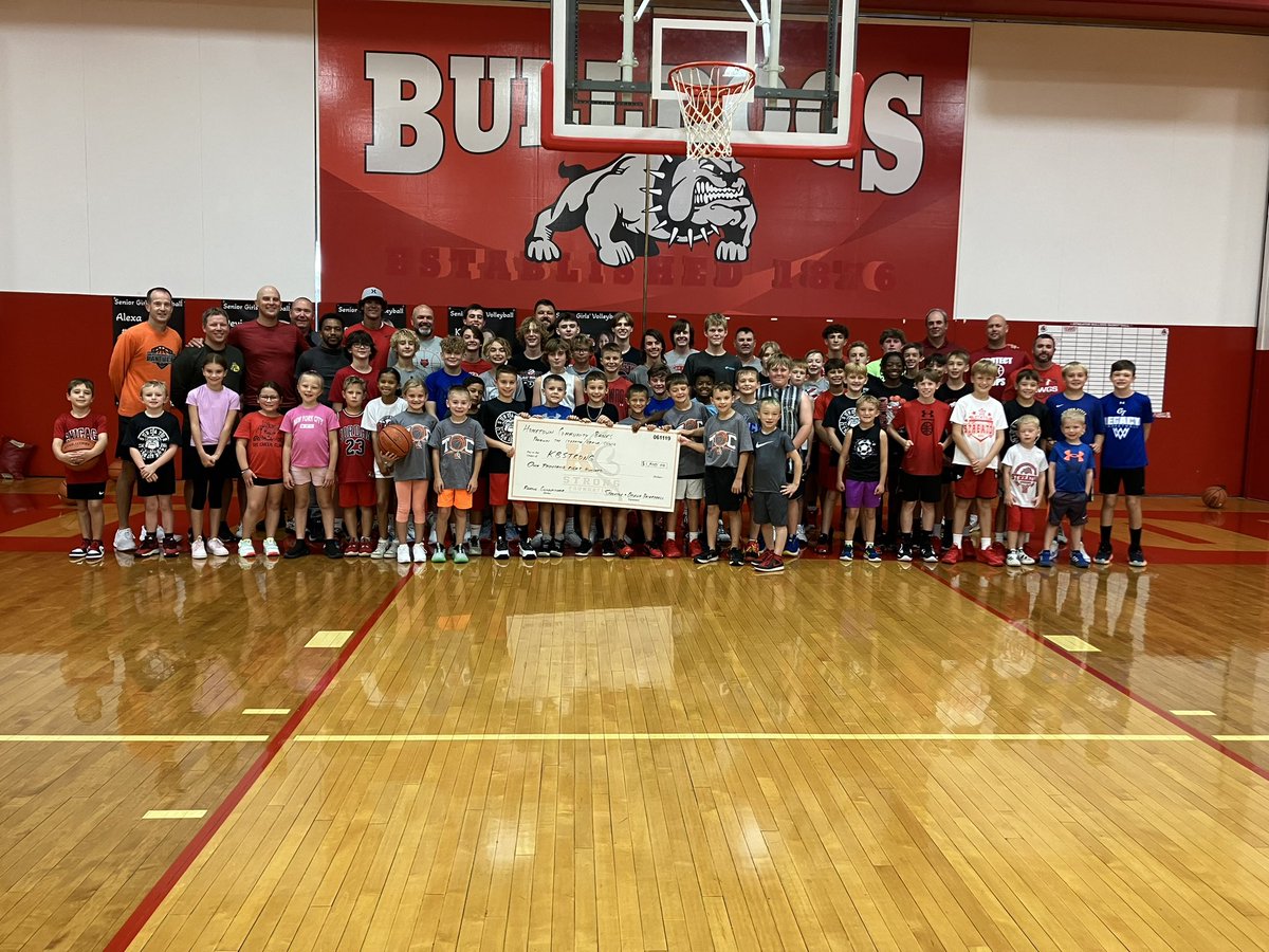 All-time great day at Pops Dale. The Bulldogs & Pirates came together to raise $1,800 for the @k_bstrong foundation to help the fight against glioblastoma cancer. Our campers had a blast & learned a lot. Thanks to all campers & coaches! #SHSDawgs @OTHS_Basketball @PantherHistory