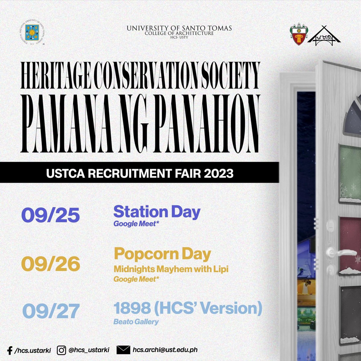 hcs_ustarki's tweet photo. 𝘋𝘢𝘺𝘭𝘪𝘨𝘩𝘵's here and we just can't wait to meet you! ☀️Drop by our online booth because It's 𝐇𝐂𝐒 𝐒𝐭𝐚𝐭𝐢𝐨𝐧 𝐃𝐚𝐲 📺Watch our Facebook Live or join our Google meet and send in your requests because we're 𝐬𝐭𝐫𝐞𝐚𝐦𝐢𝐧𝐠 𝐜𝐨𝐧𝐜𝐞𝐫𝐭𝐬 𝐚𝐥𝐥 𝐝𝐚𝐲! 🎫 🎶 https://t.co/ckEzS4x0ha