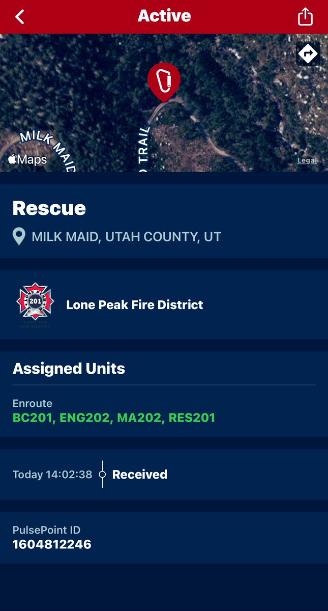 SLCScanner's tweet photo. #Rollover #MilkMaidTrail #MajorEvans area. GPS location: 40.5180930,-111.6538590. Crews enrt to vehicle that rolled a couple hundred feet off roadway according to details. Possibly 2 occupants conscious/breathing. #LifeFlight just arrived on scene. #UCSO and #SAR also on scene. https://t.co/CjqiCX0ES4