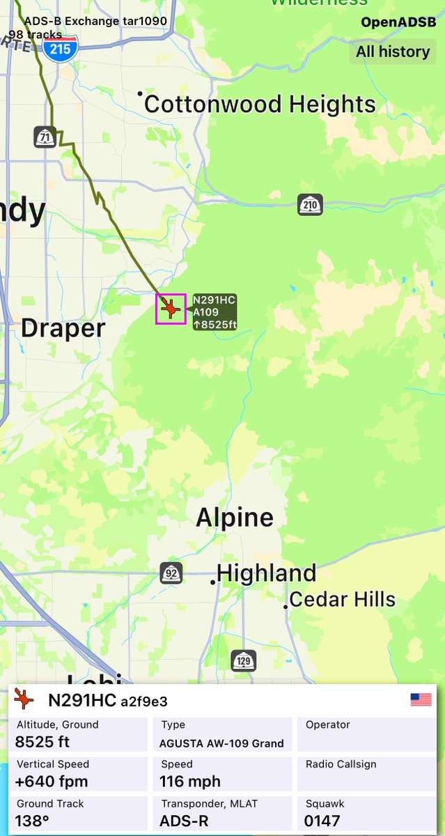 SLCScanner's tweet photo. #Rollover #MilkMaidTrail #MajorEvans area. GPS location: 40.5180930,-111.6538590. Crews enrt to vehicle that rolled a couple hundred feet off roadway according to details. Possibly 2 occupants conscious/breathing. #LifeFlight just arrived on scene. #UCSO and #SAR also on scene. https://t.co/CjqiCX0ES4