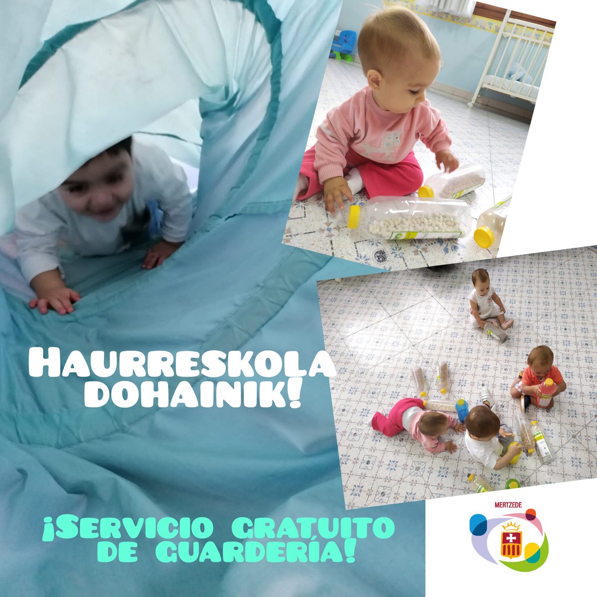 mertzedeikas's tweet photo. 👶🏻Eus. Irailaren hasieratik, doako haurtzaindegi zerbitzua eskaintzen dugu! 

👶🏽Cas. Desde el comienzo de septiembre, ¡ofrecemos servicio gratuito de guardería! https://t.co/yAqzF8T6gu
