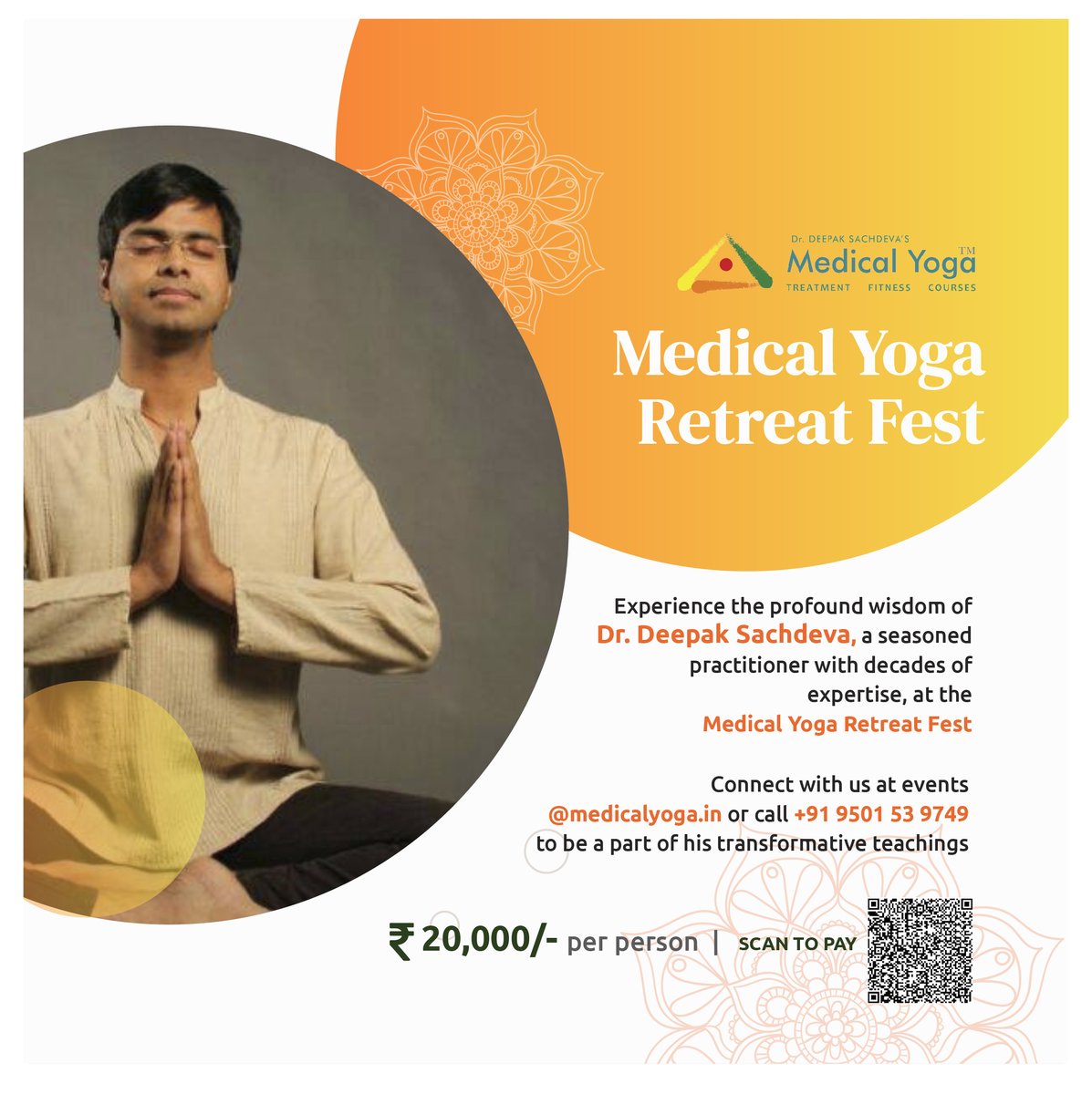 MedicalYoga's tweet photo. 🌿Dive into the profound wisdom of Dr. Deepak Sachdeva, a seasoned practitioner with decades of expertise, at the Medical Yoga Retreat Fest.

🧘‍♂️Connect with us at events@medicalyoga.in or call 9501539749 to become a part of his transformative teachings.✨ #MedicalYogaRetreatFest https://t.co/ylNULaM6Or