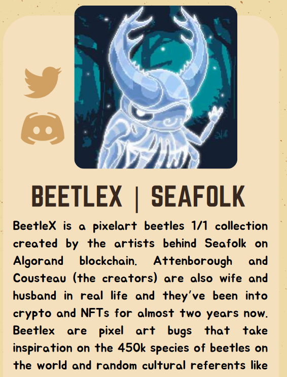 charlesmega's tweet photo. In case you missed it 
Beetlex from @theseafolk was featured in the new Warp &amp; Weft zine from @AsaSpindle 

Get your copy here: 
https://t.co/ttkRQq9RP9  

2 winner gets 1k Algae each
ASA 1067414308 

Like, repost &amp; follow:
@theseafolk  
@AsaSpindle  
and me 
#getAwarpnweft https://t.co/EzxWb2Q1FL