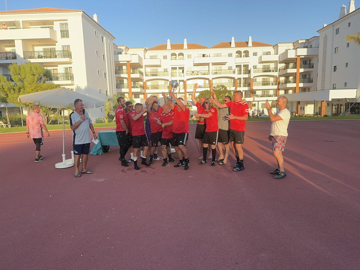 footballtours's tweet photo. Congratulations to @hornminster winners of the 35+ 7v7 ISL Algarve Veterans Tournament winning on penalties in the final against Roissy Air France great day at @ApHotels @AlgarveFootball #isl #algarvevets #footballtour #hornminster #champions https://t.co/mmzg91s1VH