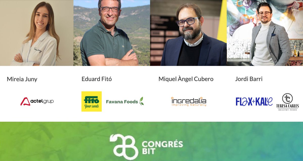 congresBIT's tweet photo. El #plantbased és un repte per als proveïdors de matèries primeres. Aquest dijous 28 de setembre, Jordi Barri (@flaxandkale @TeresaCarlesHF) posarà a prova les respostes de Mireia Juny (@ActelGrup), Eduard Fitó (@SemillasFito &amp; #FavanaFoods) i Miguel Ángel Cubero (@ingredalia). https://t.co/1ZxfsFePJ5