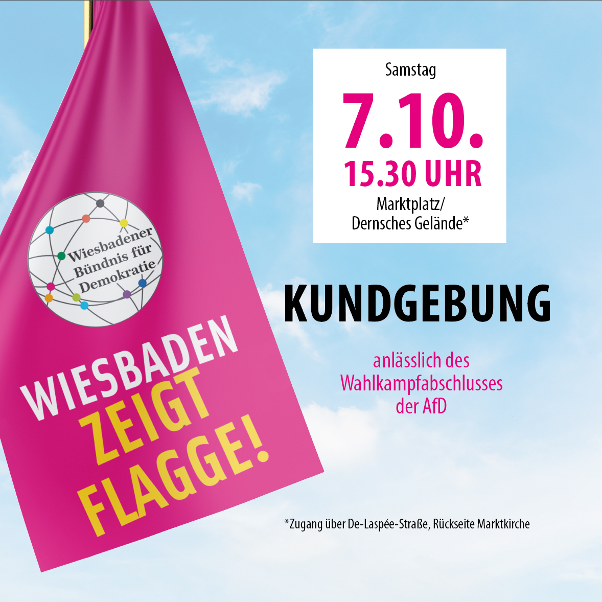 Newsletter: AgR RheinMain - KW 38/2023 - mailchi.mp/15ce3326af3a/a…
25.9.: Virtueller AgR RheinMain Themenabend "Gefährden Verschwörungsmythen unsere Demokratie?"
7.10.: LTW23: Der AfD den Wahlkampf vermiesen (Wiesbaden)
7.10.: LTW23: Wiesbaden zeigt Flagge (Wiesbaden)