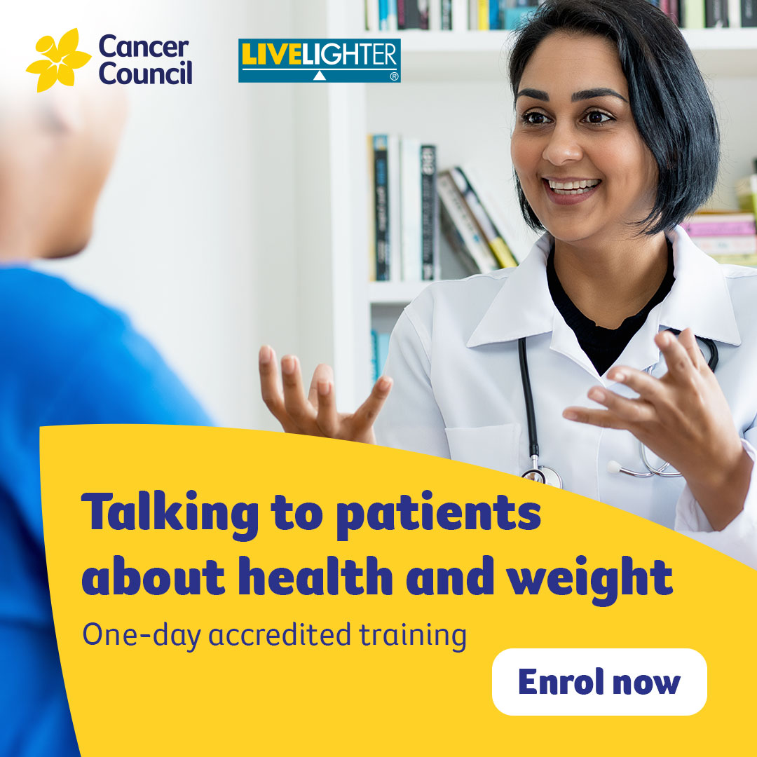 📢 Health professionals! 📢 Want to have sensitive and effective discussions about weight & healthy lifestyles with patients? Spots still availabe in training sessions on 26 October and 20 November. Book now: ccvic.org/3rv9TMR CPD accredited by @RACGP & @APNAnurses