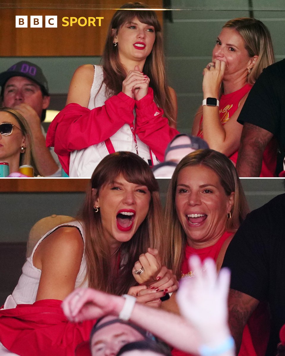 Taylor Swift is going through all the emotions watching the Kansas City Chiefs 😅

#BBCNFL