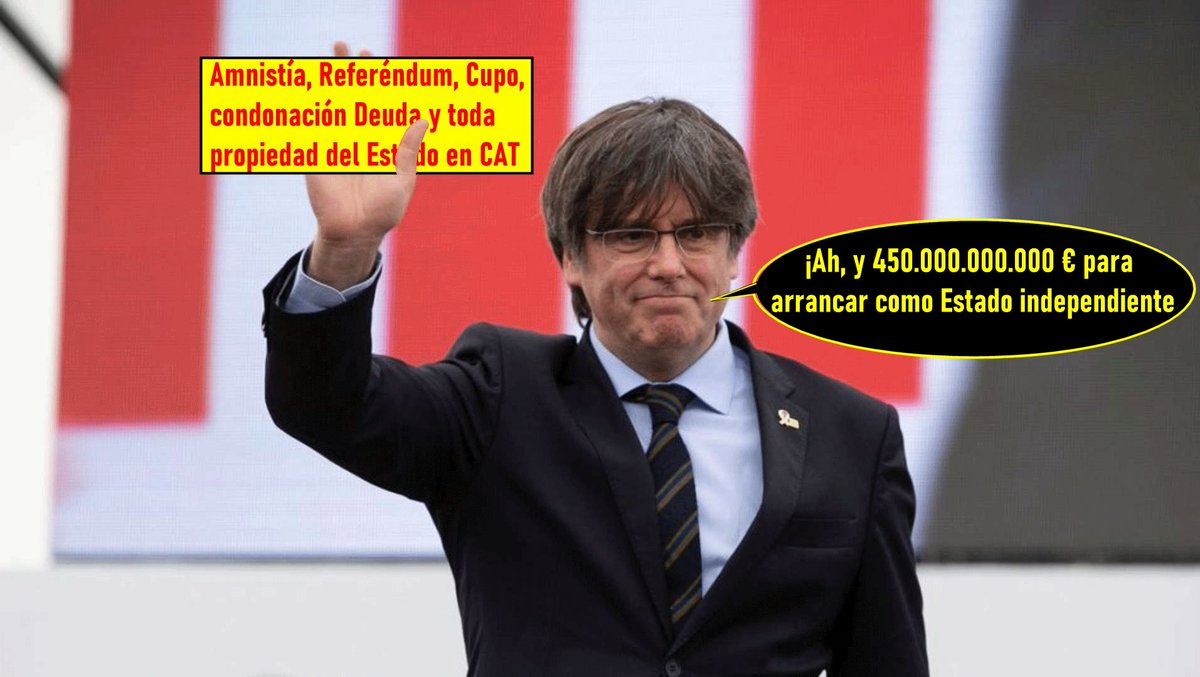 epesimo's tweet image. Además, #Puigdemont exige para #Investir a #Sánchez "450.000 millones de euros"

msn.com/es-es/noticias…

#ElCascabel24S #LaMiradaCrítica25S #LaHora25S #PP #Vox #Psoe #LaNoche24h #25SeptiembreESP #Amnistía #TribunalConstitucional #Reféndum #CondePumpido #GolpeDeEstado