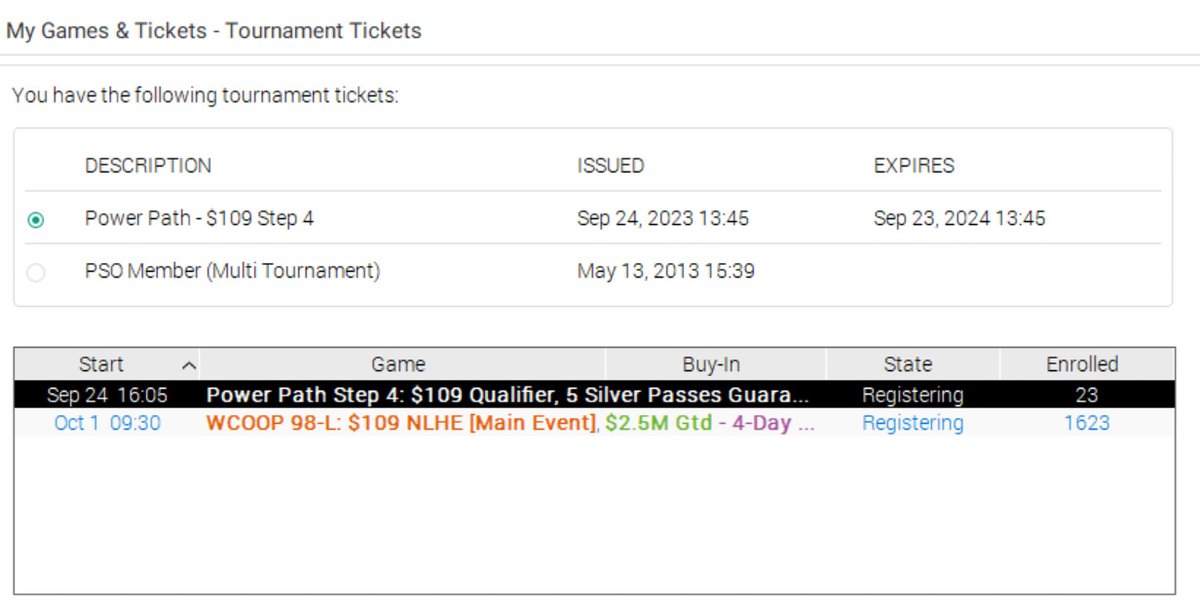 Well, it's been quite a journey to get here. From a free 50 cent entry to a dollar game to a 1.50 game to a 11 game and now a choice for a $109 game. I think I'll play the WSOP on the 1st