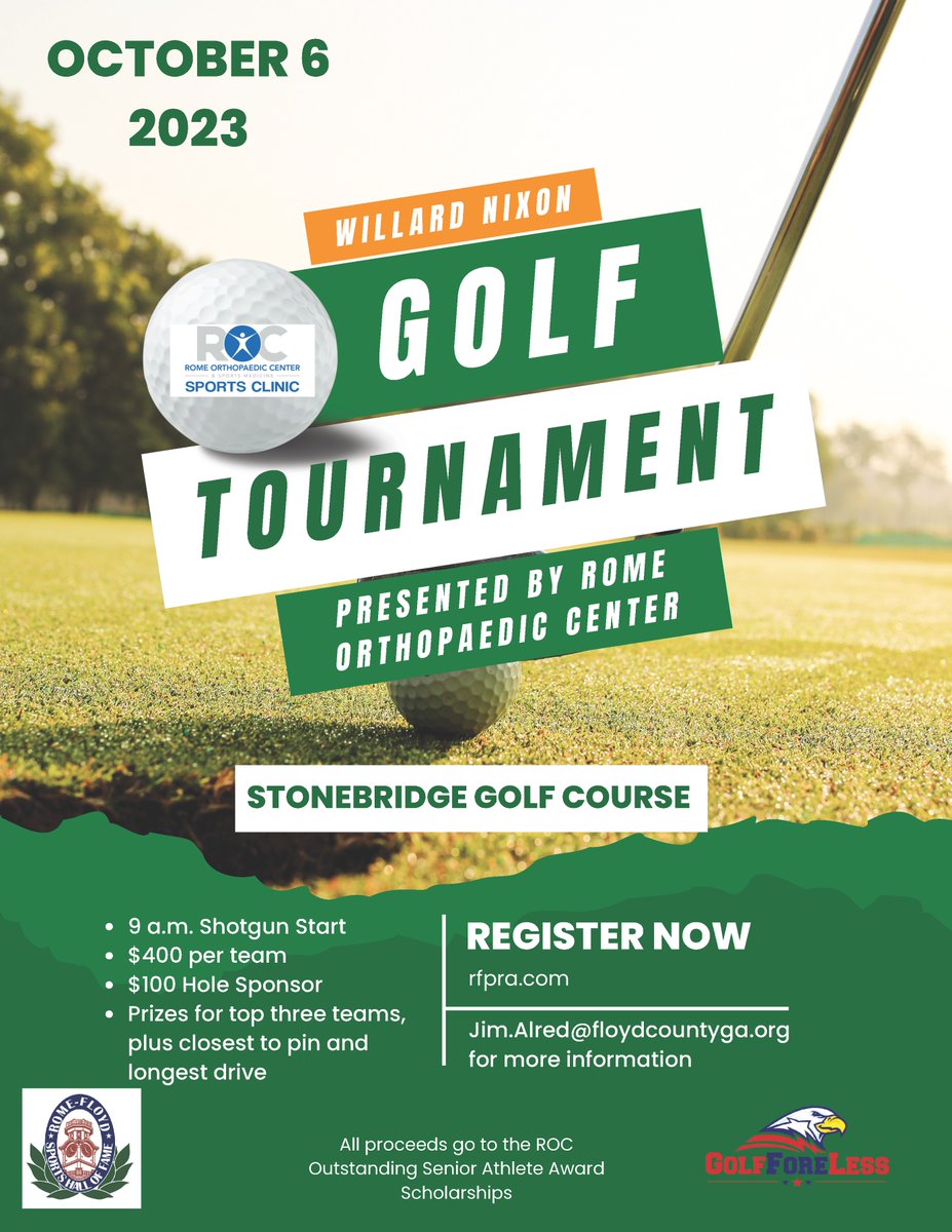 We still have room for teams and hole sponsors. The top teams get cash prizes, and all money raised goes to help fund scholarships for local students. More information at rpfra.com.