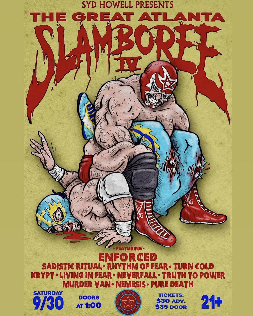 SATURDEE NIGHT. We rockin with <a href="/EnforcedRVA/">Enforced</a> <a href="/LivinginFearATL/">Living in Fear</a> Sadistic Ritual <a href="/rhythmoffear/">Rhythm Of Fear</a> &amp; mo’.. Tea sippers and 2 steppers pull the fuck up!