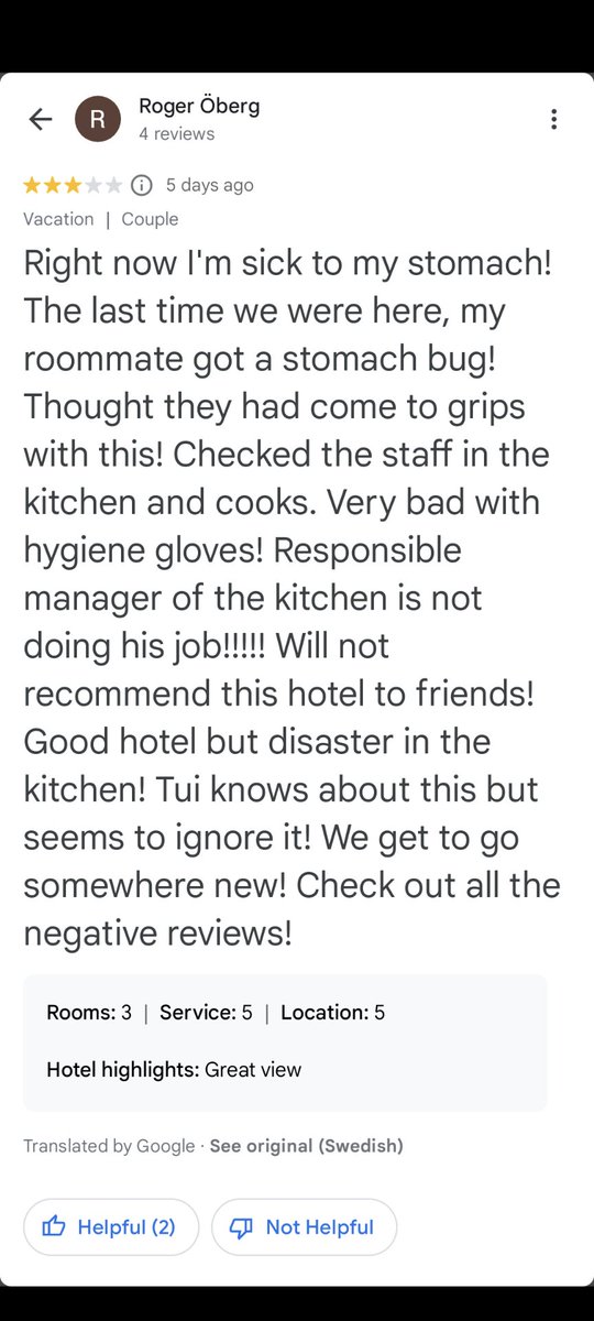 inaquadt's tweet photo. @TUIUK @RiuHoteles I was really looking forward to our holiday but I'm actually just worried now. There is clearly a problem with Norovirus at the hotel Riu Vistamar in Gran Canaria and you're pretending it doesn't exist. Countless guests complaining about sickness 😞😞 https://t.co/6a8ONOzng6