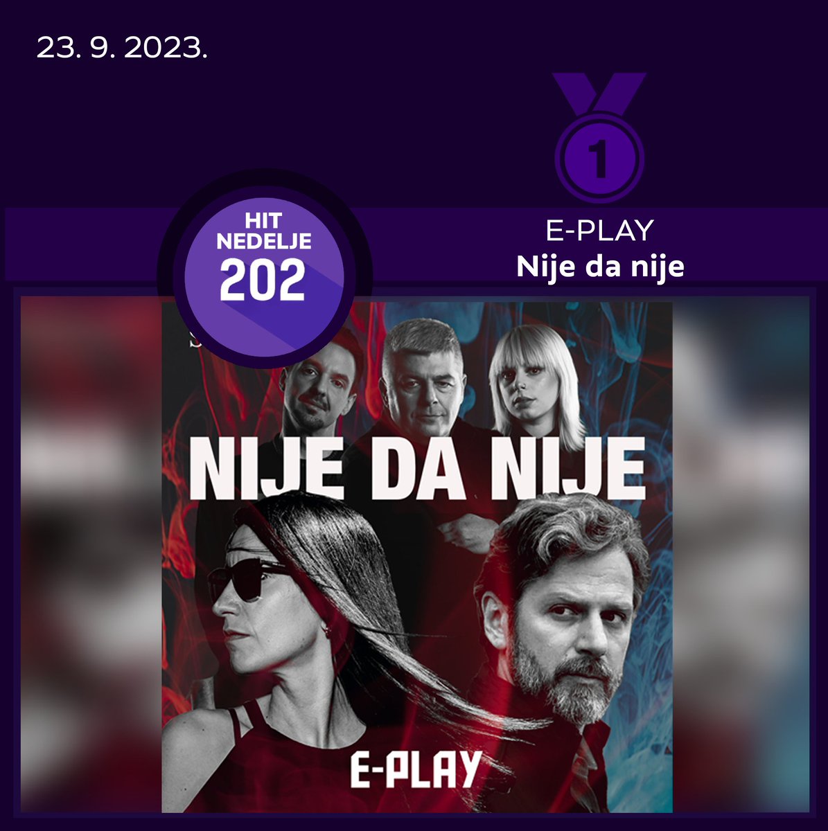Beograd202's tweet photo. 🎖 Slušaoci Dvestadvojke su za novi HIT NEDELJE izabrali pesmu „Nije da nije“ koju izvodi grupa E-Play.
⬇️ @eplayband
🏅 Hit 202 🏅 radnim danima i subotom od 19:00 na Radio #Beograd202 🎧

#Hit202 #HitNedelje #HitOfTheWeek #ePlay #NijeDaNije https://t.co/hJ9iudG1RS
