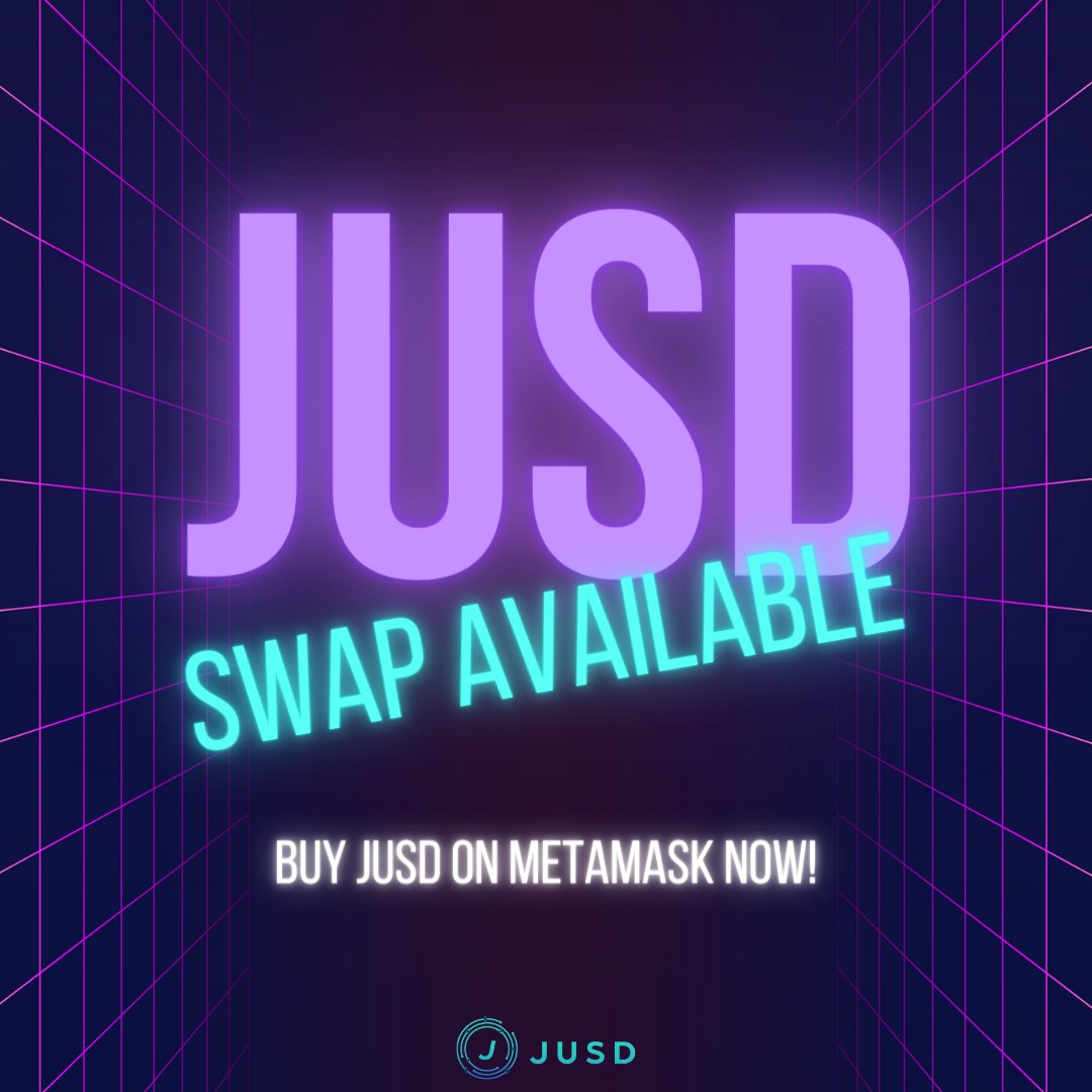 🚀 Exciting News! 🚀

Introducing the JUSD Swap feature on Metamask! 🔄💱

Now you can seamlessly swap your JUSD for your favorite cryptocurrencies right from your Metamask wallet. 🌐💼

Trade with ease and enjoy the stability of JUSD! 💹🤝

#Crypto #Metamask #JUSD #SwapItOut