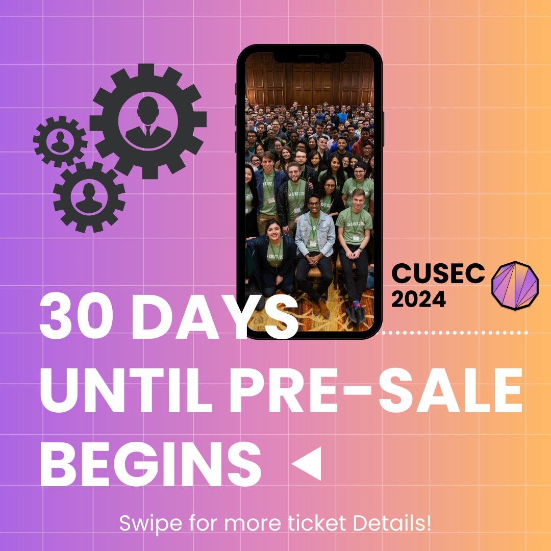 cusec's tweet image. Get ready for an exclusive pre-sale experience! The pre-sale ticket portal unlocks on October 23rd at 12 am EST. 🕛
----
Préparez-vous pour une expérience de prévente exclusive ! Le portail de prévente des billets s&apos;ouvre le 23 octobre à 00 h 00 EST. 🕛
#cusec #cucil #conference
