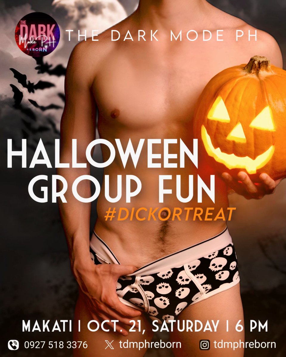 thexmodeph's tweet photo. #dickortreat
Here's our halloween special, coming up this Oct 21. A new breed of group fun-thusiasts will be spooking you off.. enough to make you beg for more.

DM or message via IG,
https://t.co/DUXETN4m2D https://t.co/QmWuZRlGFY