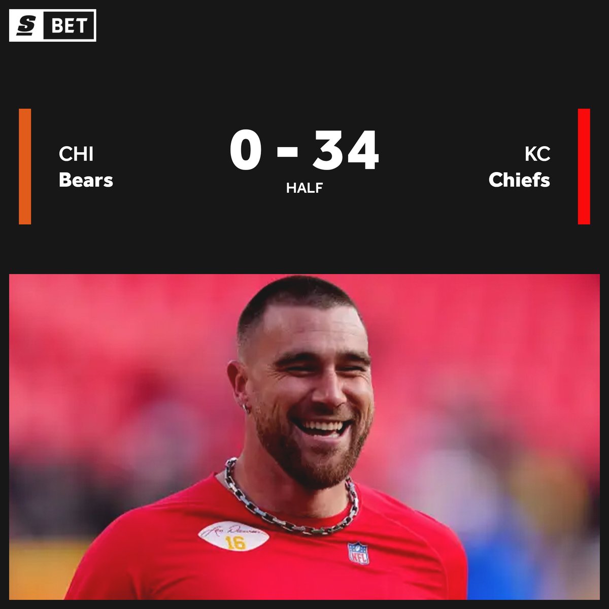 theScoreBet's tweet photo. The Bears are really Out of The Woods in this one as they enter halftime down by BAD. 👀

Live Odds:
CHI 🐻 +37.5
KC 🏹 -37.5
O/U ↕️ 54.5 https://t.co/XN3o5fsSn0