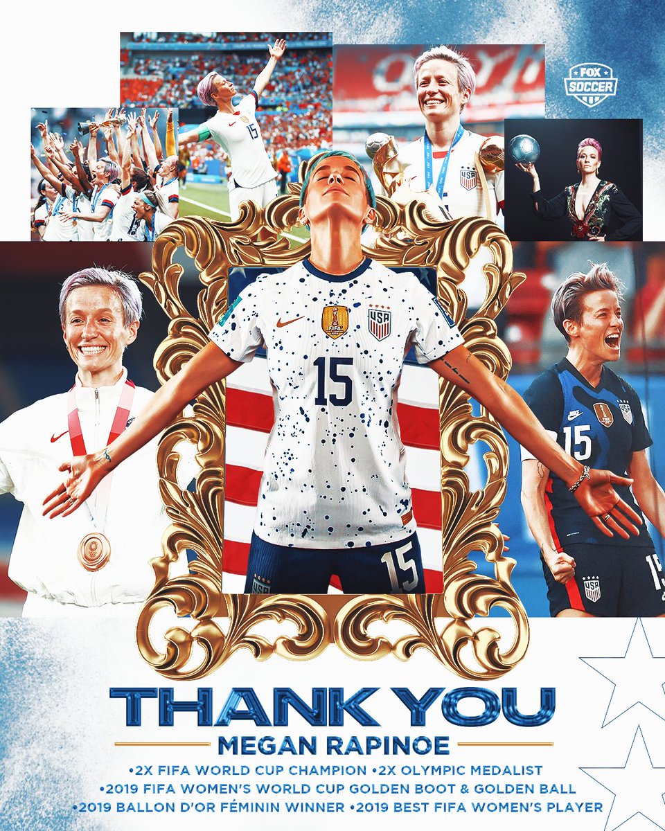 Thank you, Megan Rapinoe 👩‍🎤

Thank you <a href="/mPinoe/">Megan Rapinoe</a> for all your contributions to Women’s soccer on and off the field, your unapologetic advocacy, and the incredible imprint you've left on the <a href="/USWNT/">U.S. Women's National Soccer Team</a>!