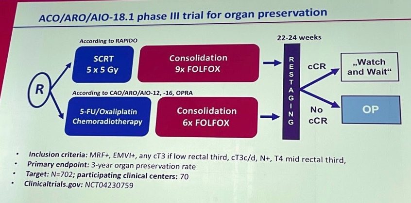 @SeanLangenfeld @JohnRTMonsonMD @R_Perez_MD @SocSurgOnc @ASCO @MontefioreD @DrGarciaAguilar @ColonCancerDoc @KnolJoep @RoelHompes @AmColSurgCancer The German Trial (AIO-18.1) led by E. Fokas will provide many definitive answers (e.g., oncologic, functional, cCR & organ preservation rates) in this space - last I checked it was on track to finish accrual in 2023