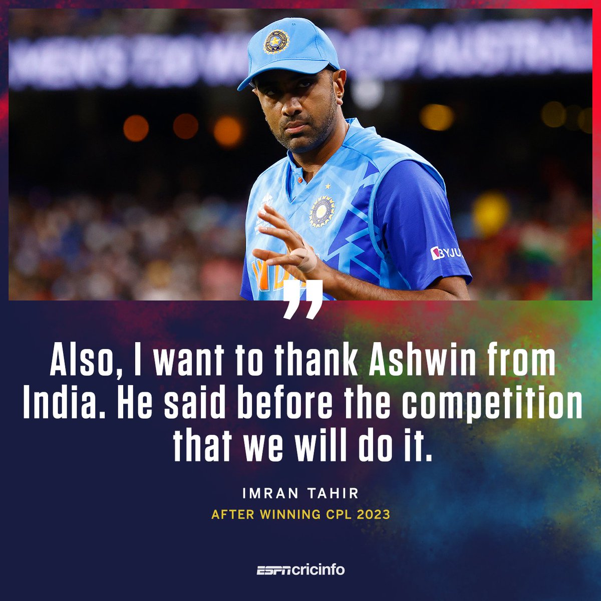 ESPNcricinfo's tweet image. Ashwin knew 🇬🇾

#GAWvTKR | #CPLFinal