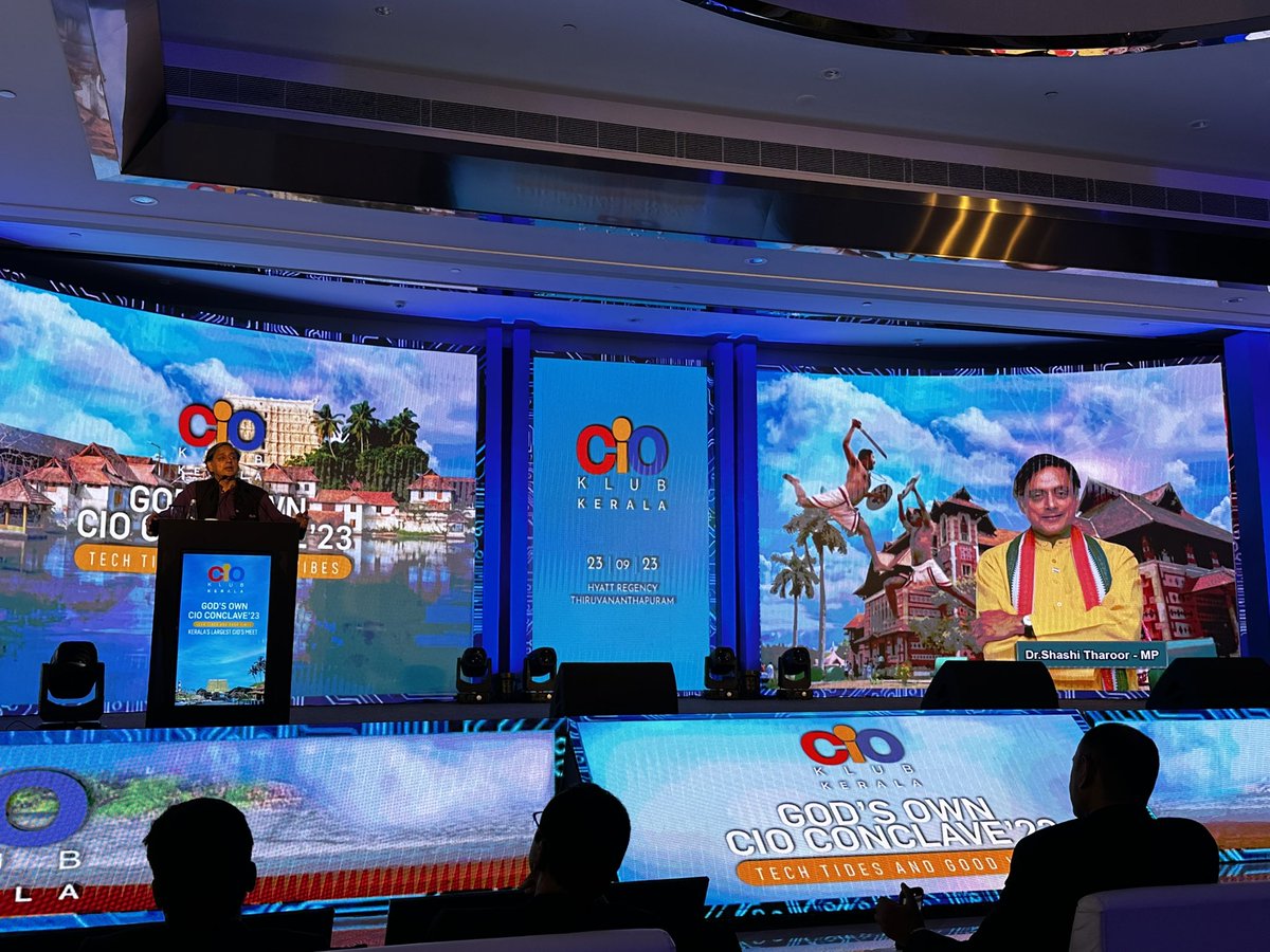 We extend our sincerest gratitude to <a href="/ShashiTharoor/">Shashi Tharoor</a> for gracing CIO KLUB Kerala Chapter Conclave ‘23 in as Chief Guest.

His profound insights, visionary ideas, and engaging discourse left an indelible mark, inspiring all of us in the realm of technology &amp;  leadership