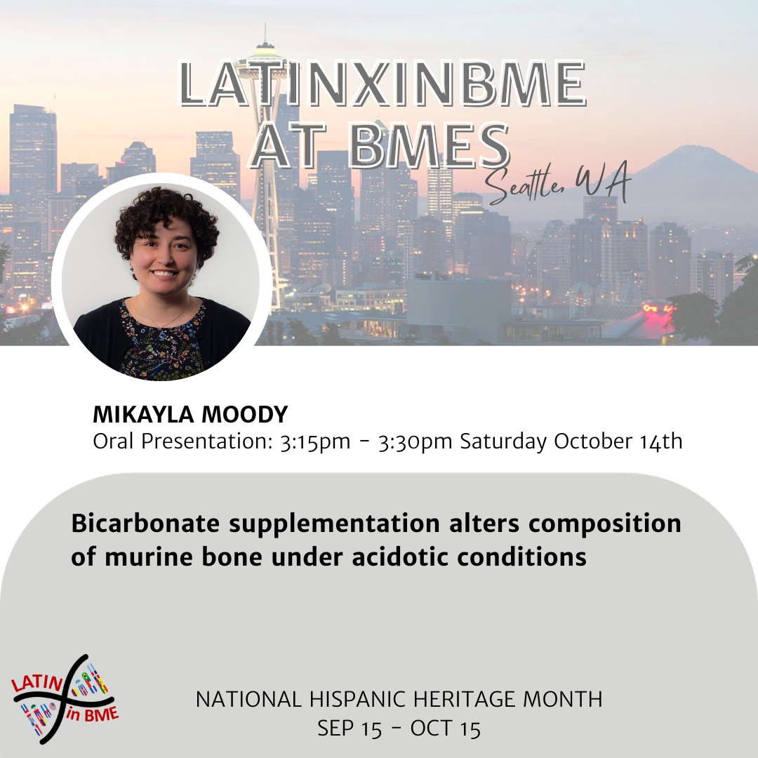LatinXinBME (@latinxinbme) on Twitter photo Mark your calendars for Mikayla Moody's presentation at the BMES Annual Meeting <a href="/BMESociety/">Biomedical Engineering Society</a> on Saturday Oct. 14th. They'll be discussing Bicarbonate supplementation for murine bone, and you won't want to miss it! #LatinXinBME #BMES2023 #HHM Mark your calendars for Mikayla Moody's presentation at the BMES Annual Meeting <a href="/BMESociety/">Biomedical Engineering Society</a> on Saturday Oct. 14th. They'll be discussing Bicarbonate supplementation for murine bone, and you won't want to miss it! #LatinXinBME #BMES2023 #HHM