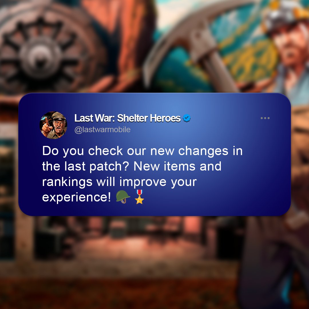 lastwarmobile's tweet photo. We have exciting things like:
- New Soldier Ranks
- New Items for late-game

We obtained valuable insights from art for 3D
optimization. We hope you enjoy those changes! https://t.co/55fPmSsijM