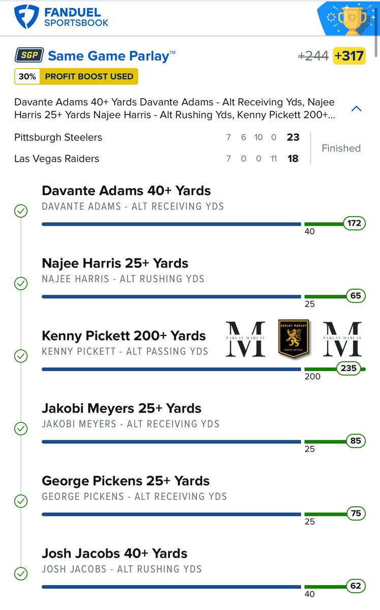MarlayWins's tweet photo. Bang ✅✅🏆🏆 cash the second lay of the dayyyy!!! We 2 and 0 baby #GamblingTwitter #FanDuel #ParlayMarlay https://t.co/iPdhp6VBFi