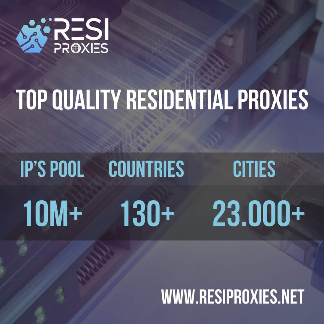 ResiProxiesNet's tweet photo. 📍Get Instant Access to our Residential Proxy Network with over 10+ Million Residential Proxies, anywhere world-wide full coverage!

✅Country, State or City-level Targeting
✅Socks5 / HTTP / HTTPS
✅Sticky or Rotating
✅Perfect for your online needs

🛒https://t.co/kh5GHEHLMw https://t.co/ISuZ9vKG94