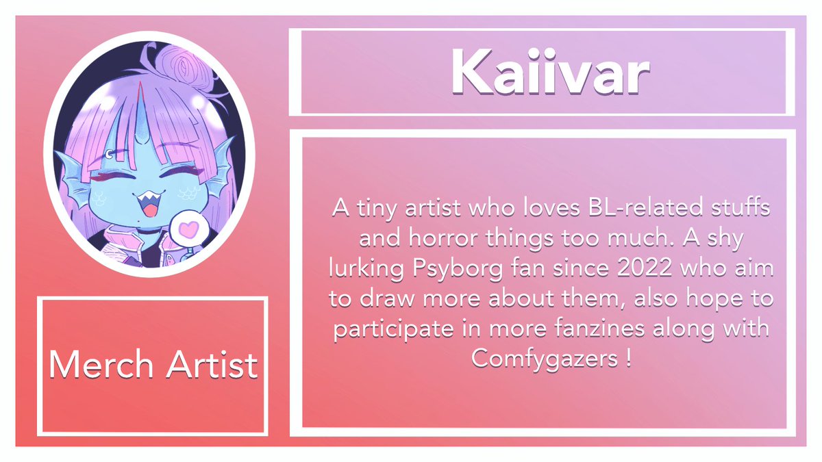 psyborgzine's tweet photo. 💜❤️CONTRIBUTOR SHOWCASE❤️💜

We would like to introduce one of our talented Merch Artists, @kaiivar. Please look forward to seeing their final work for this zine! https://t.co/z94J2LdtFu